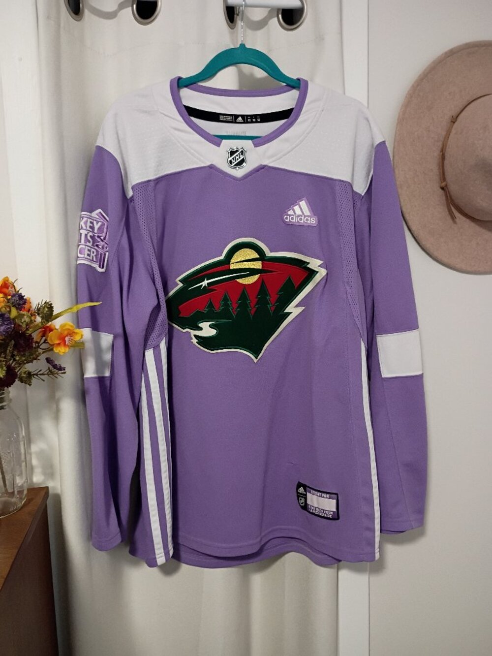 Men's Minnesota Wild adidas Purple Hockey Fights Cancer Practice Jersey